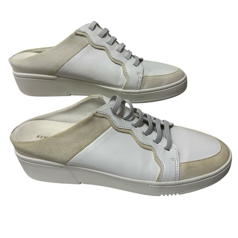 KENNETH COLE Women's Leather White Kam Court Slip-On Mule Sneakers Size 9.5 NWOT